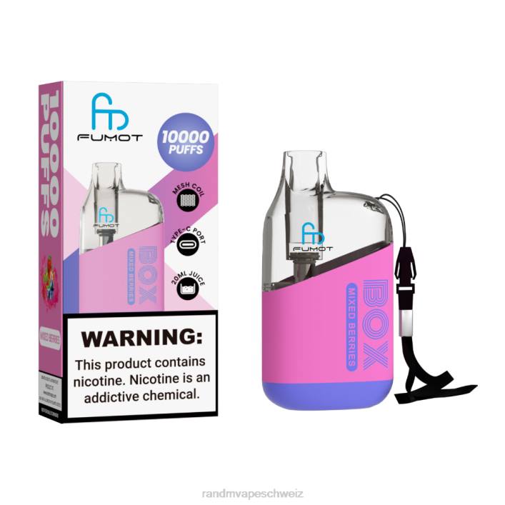 RandM Vape Schweiz | Fumot Original RandM Tornado Box 00P291 10000 Airflow Control Vape-Gerät 1St Blaubeereis